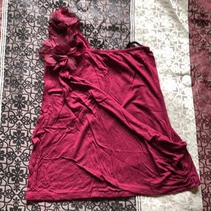 Red One Shoulder Flowy Shirt